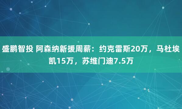 盛鹏智投 阿森纳新援周薪：约克雷斯20万，马杜埃凯15万，苏维门迪7.5万